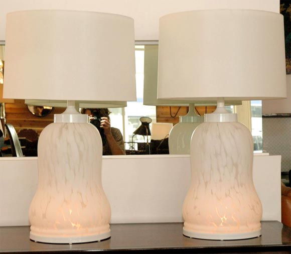 White Murano 3 Way Lamps